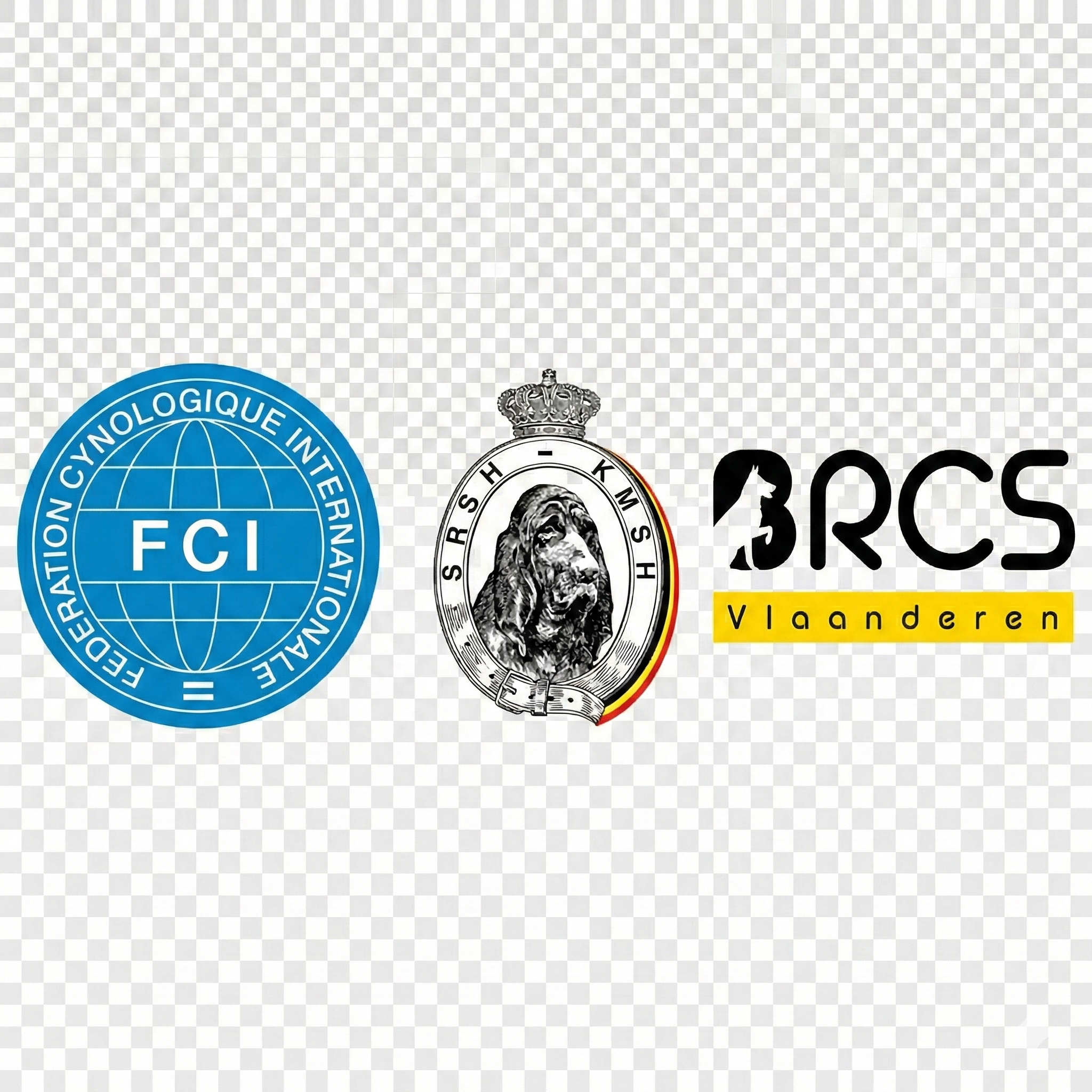 Officiële erkenningen American Triumph Shiba Kennel: FCI, KMSH en BRCS Vlaanderen logo's
